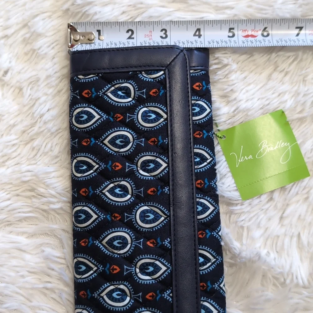 NWT $48 Vera Bradley Blue Marrakesh Motifs Quilted Fabric Trifold Wallet - Picture 6 of 6